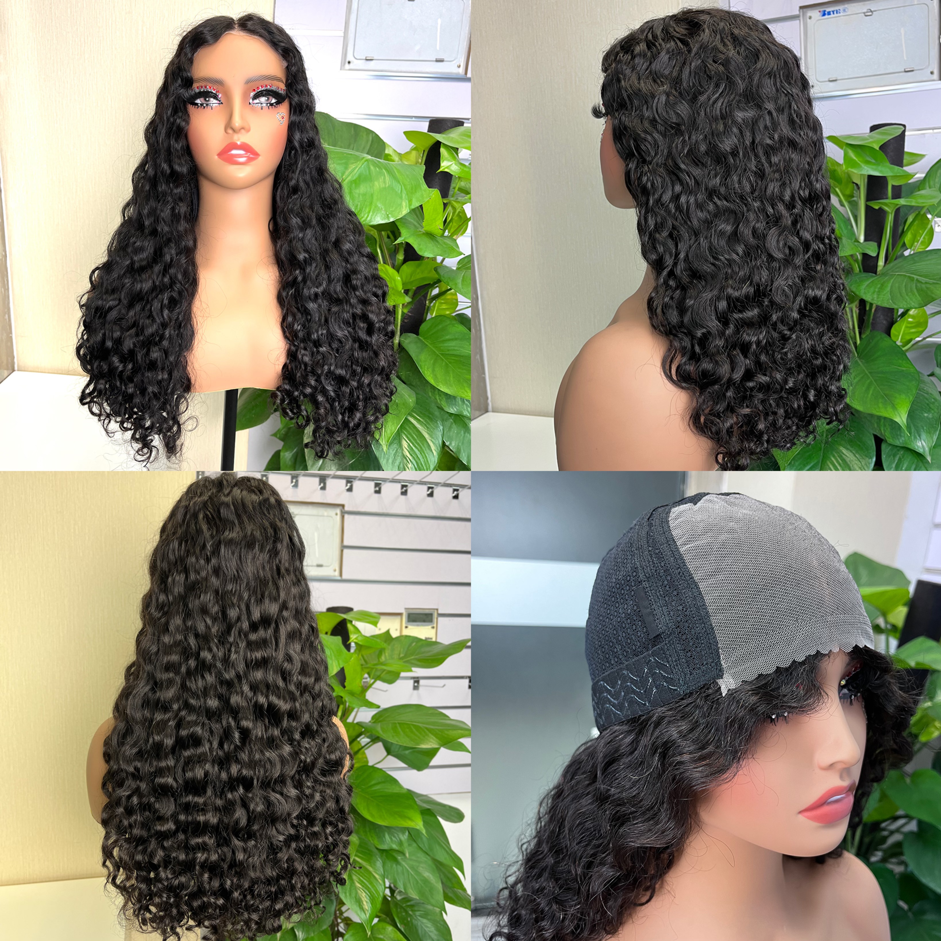 Stema 5x5 Glueless Wear And Go Pre Cut Lace Water Wave Double Drawn Transparent Lace Closure Wig
